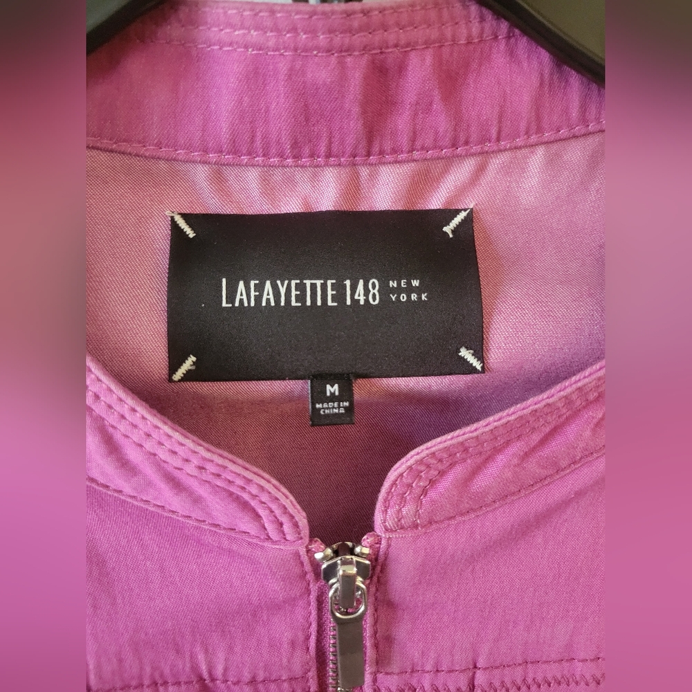 Lafayette 148 NY Orchid Pink Moto Utility Jacket Size Medium - Picture 7 of 9